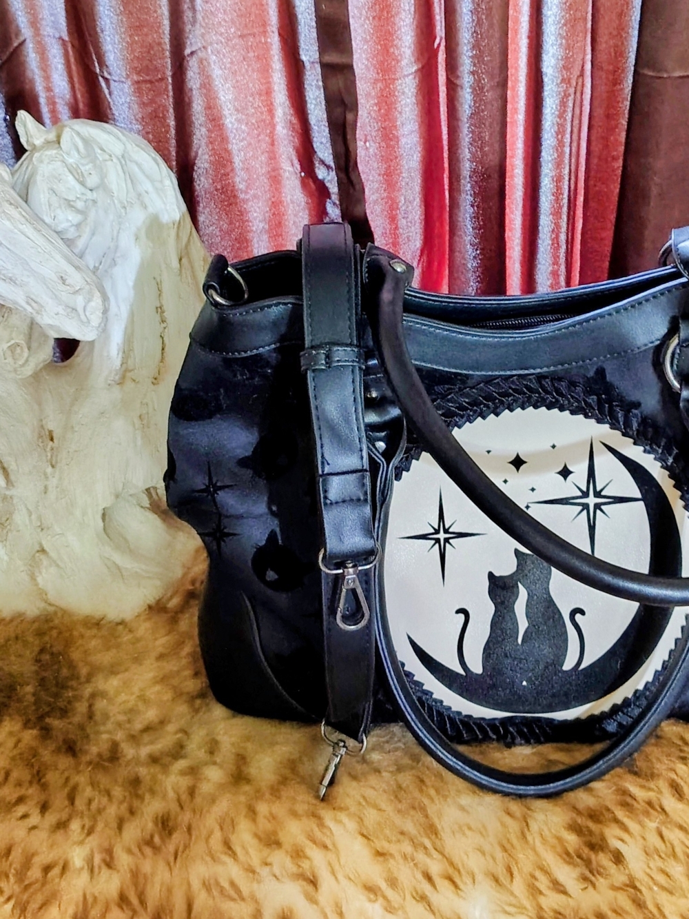 Banned Alternative From Coven Black Cat Moon Tote Bag - Women's Shoulder Handbag
